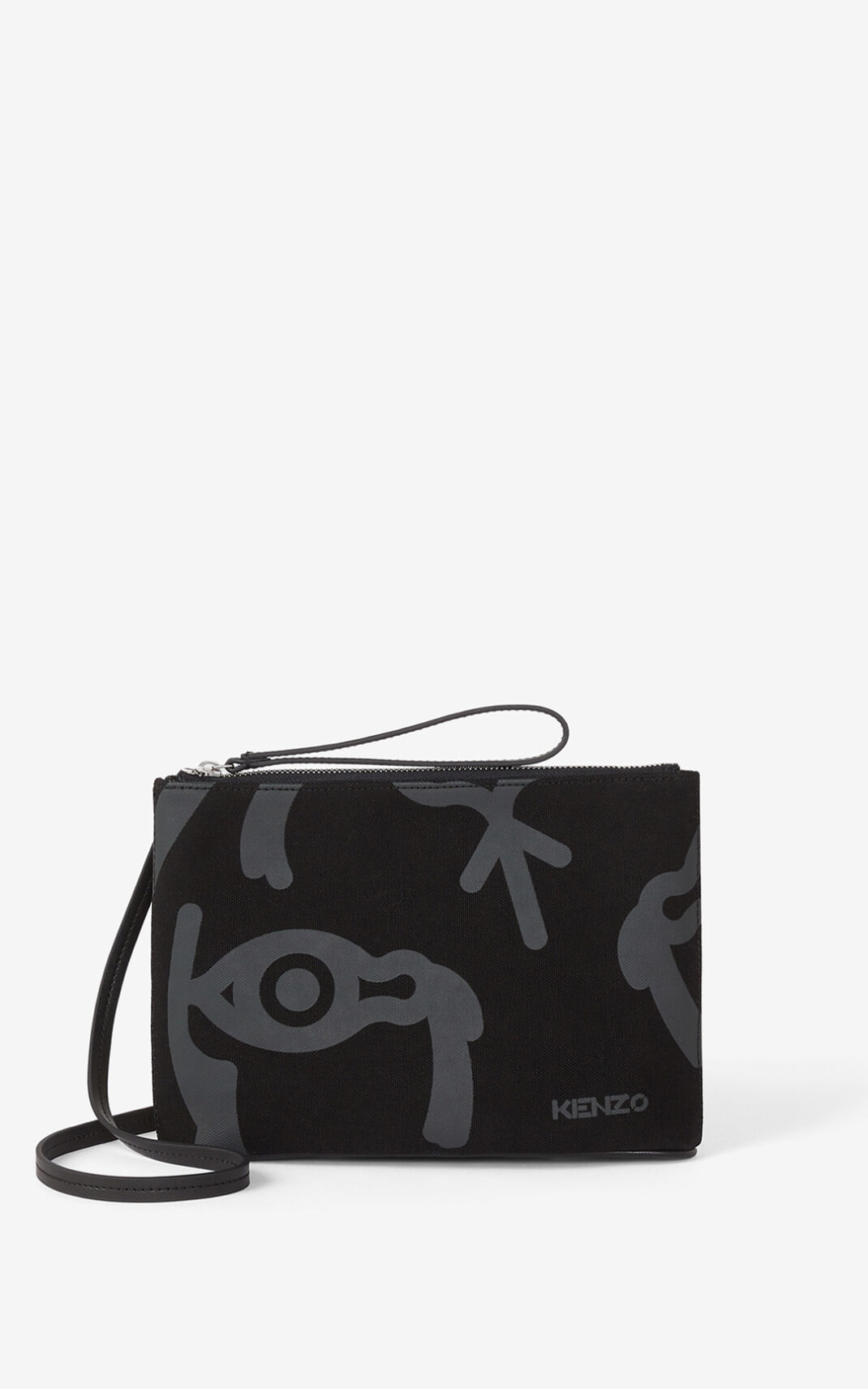 Kenzo Arc canvas pouch and shoulder ストラップ ショルダーバッグ メンズ 黒 - LRMYFW409